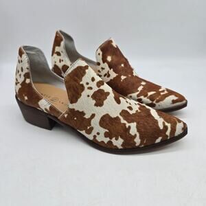 Chinese Laundry Cow Printed Cow Hair Ankle Booties Brown Beige Size 7.5M